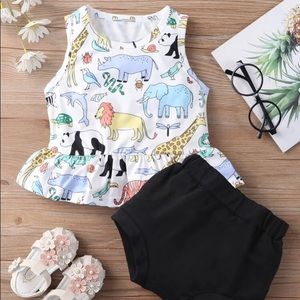 Two piece animal print outfit top & bottom